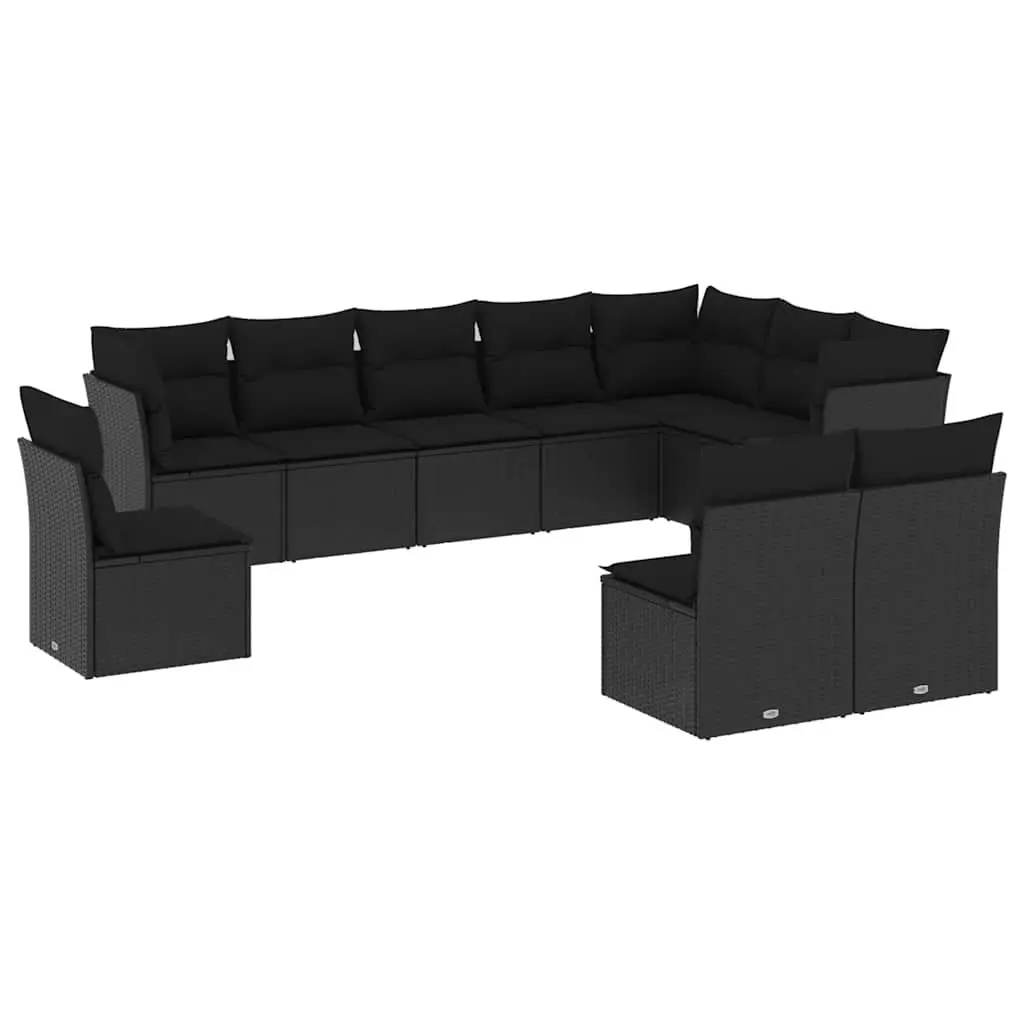 Garden Sofa Set Modular PE Rattan 10 Piece Outdoor Patio Furniture Black