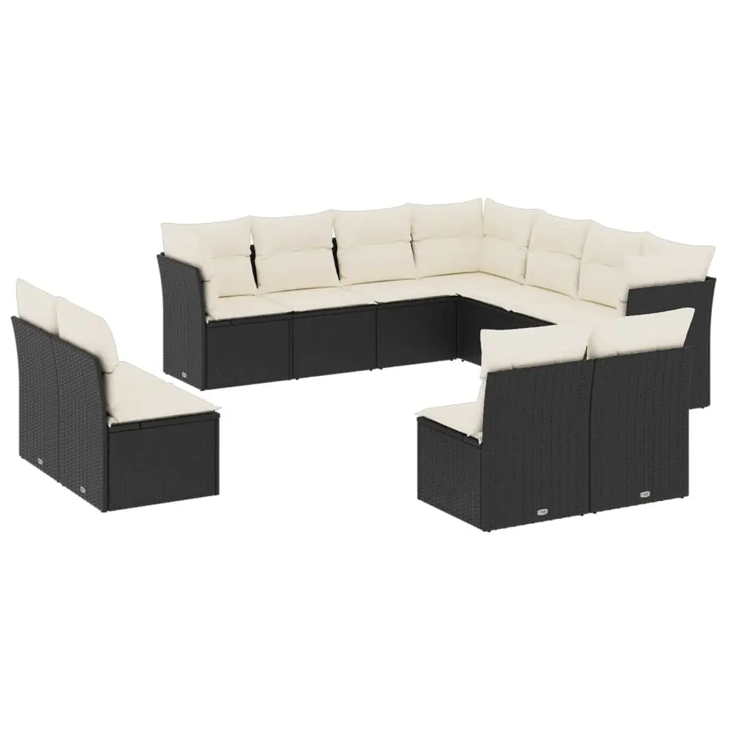 Garden Sofa Set Modular PE Rattan 11 Piece Outdoor Patio Furniture Black