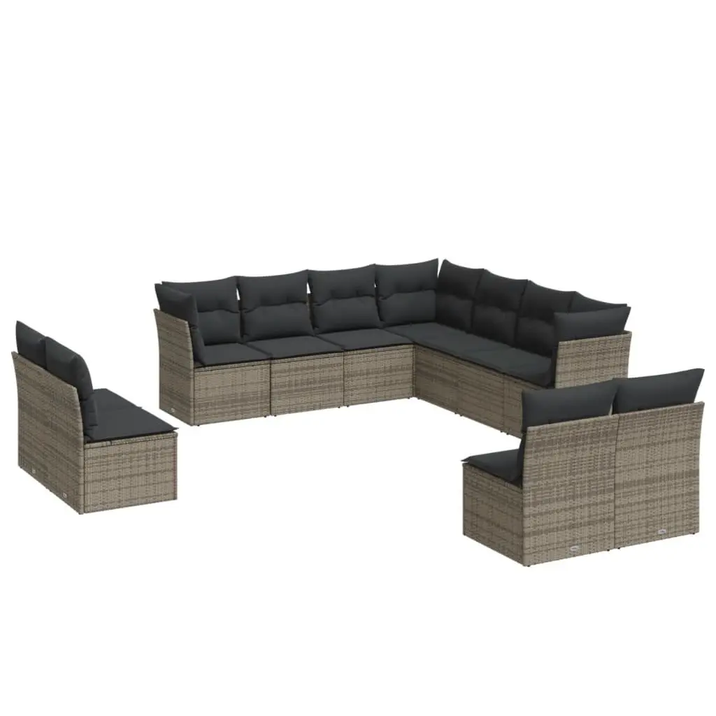 Garden Sofa Set Modular PE Rattan 11 Piece Outdoor Furniture Grey