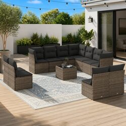 Practical Grey Garden Sofa Set for Outdoor Living