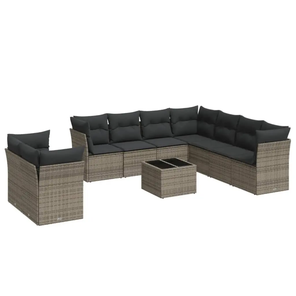 Garden Sofa Set PE Rattan Modular 10 Piece Outdoor Furniture Grey