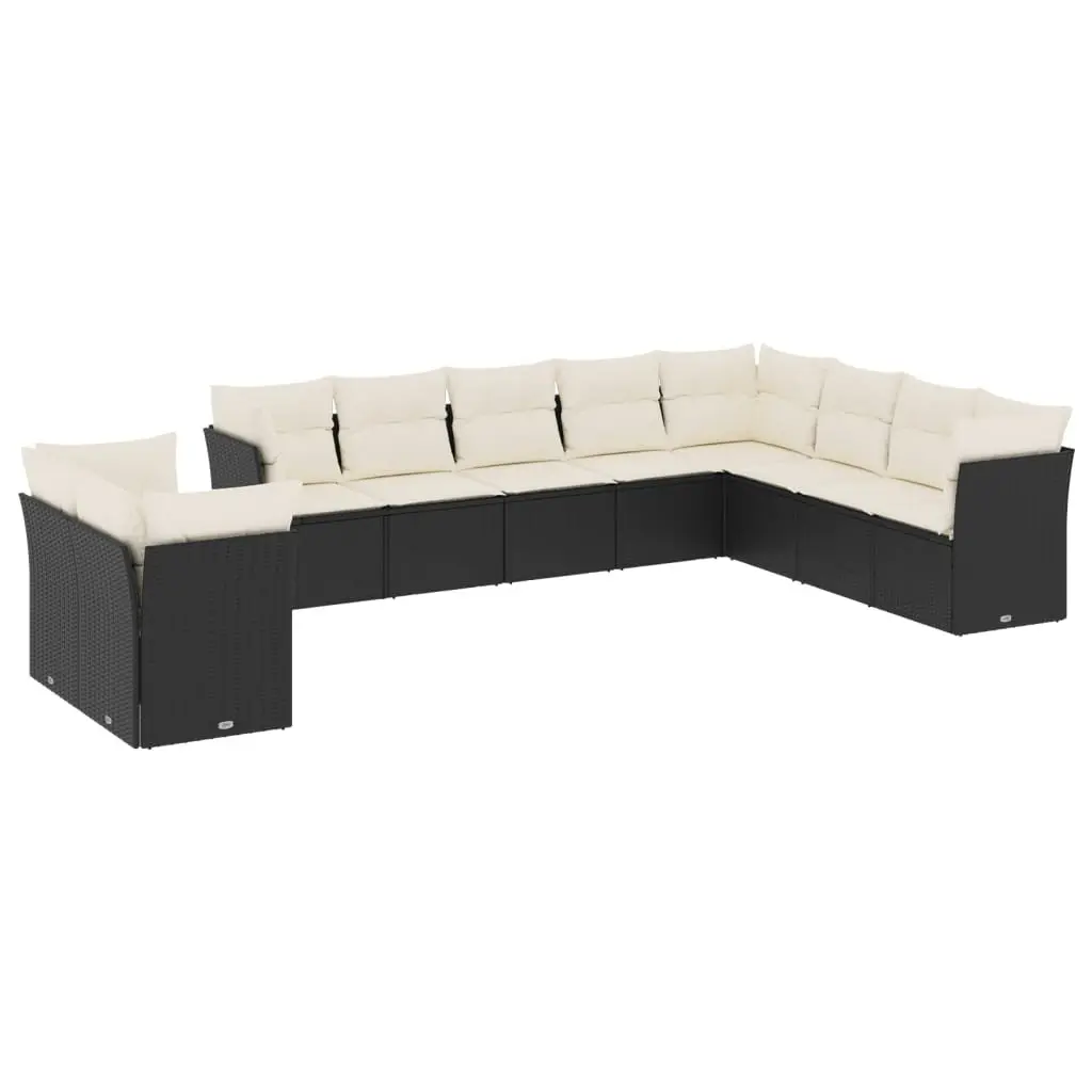 Garden Sofa Set Modular PE Rattan 10 Piece Outdoor Furniture Black