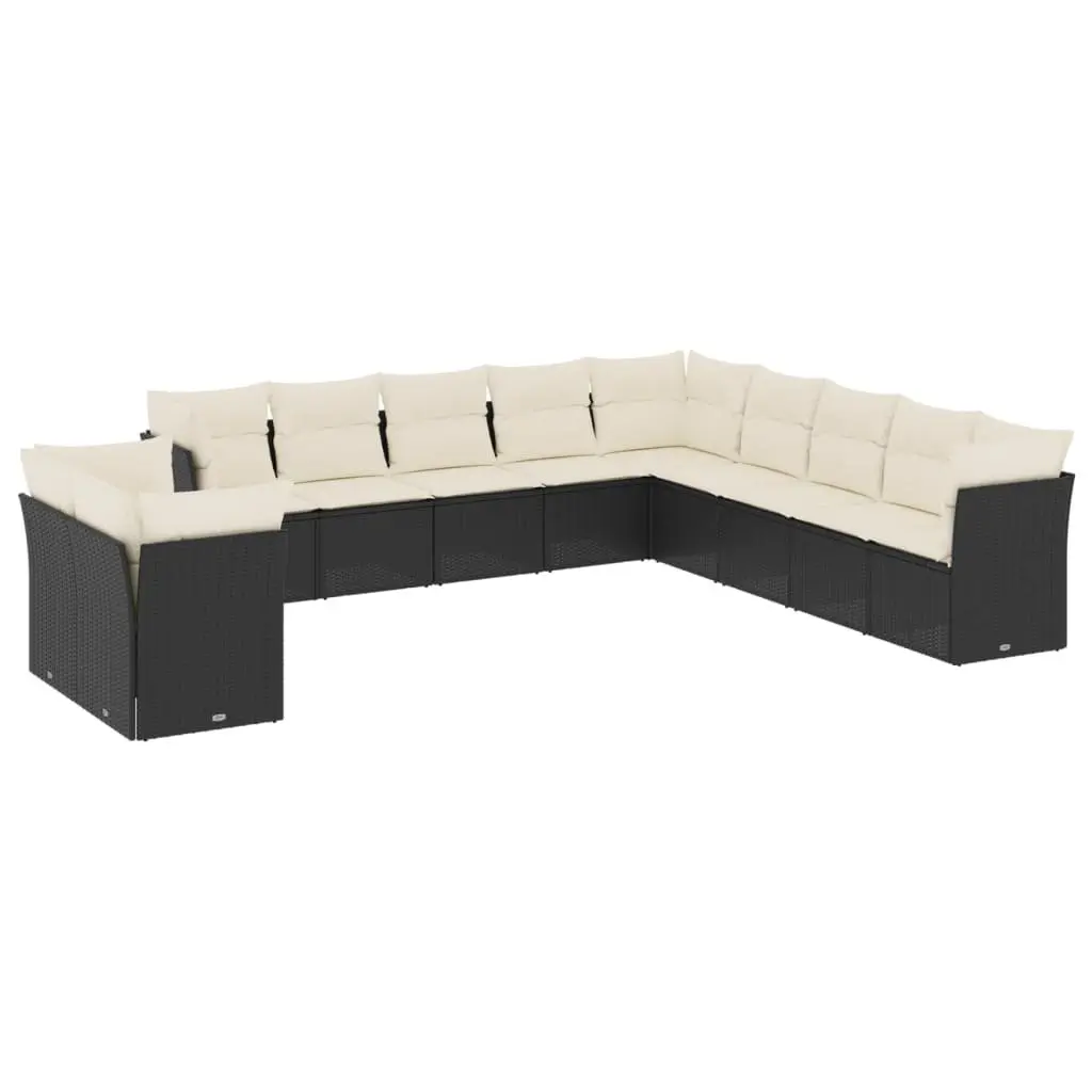 Garden Sofa Set Modular PE Rattan 11 Piece Outdoor Furniture Black