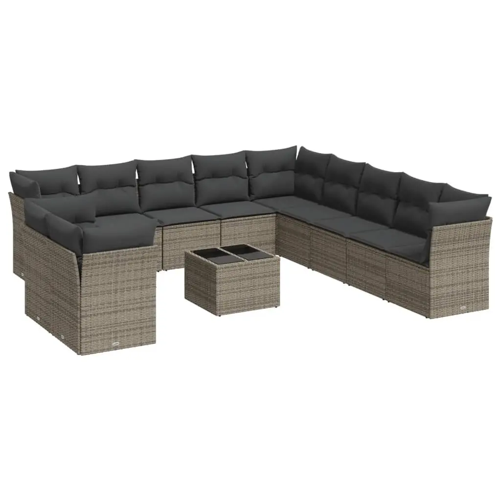 Garden Sofa Set Modular PE Rattan 12 Piece Outdoor Furniture Grey Patio