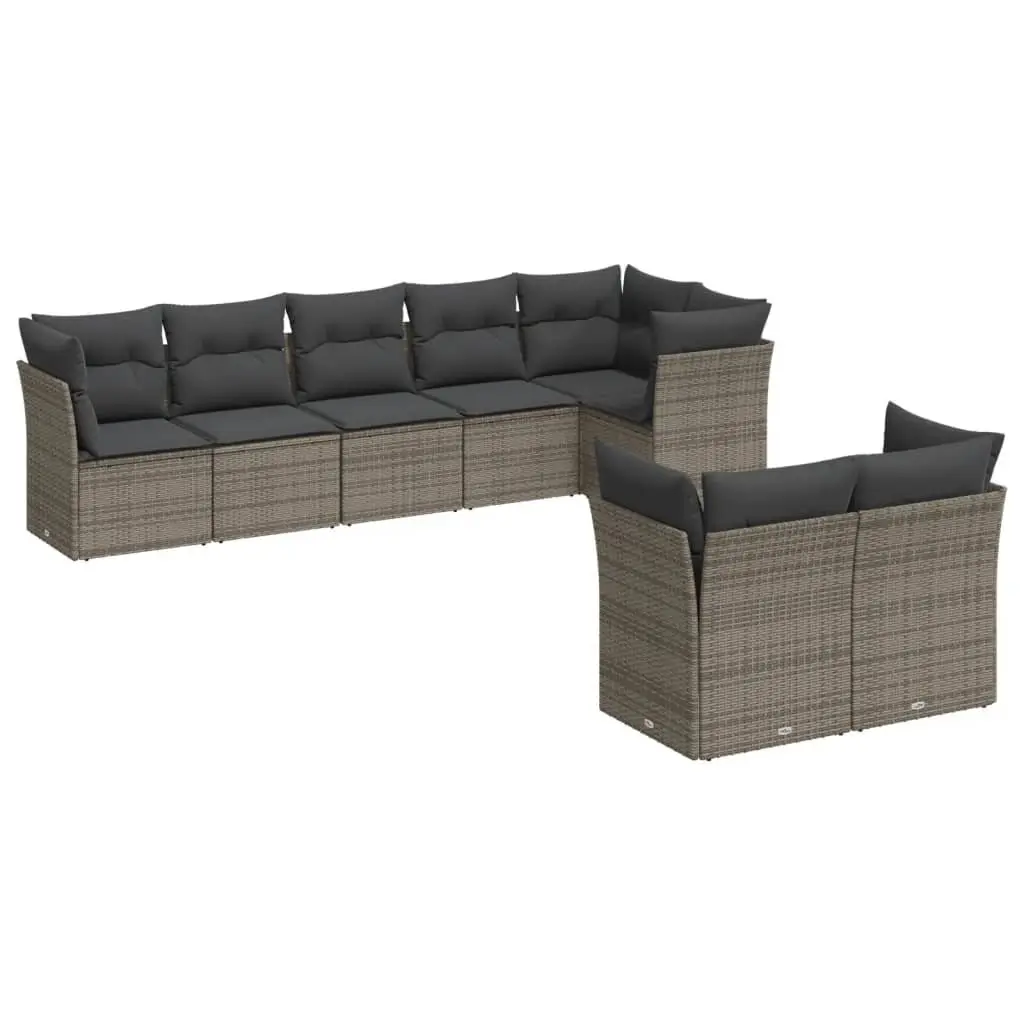 Garden Sofa Set 8 Piece Outdoor Furniture Grey Poly Rattan Modular with Storage