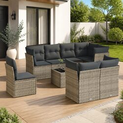 Practical 9-Piece Garden Sofa Set with Storage Options