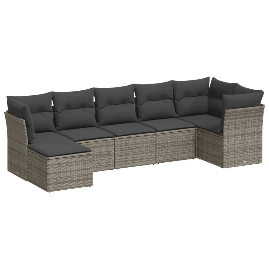 Garden Sofa Set 7 Piece Outdoor Furniture Patio Grey Poly Rattan Modular with