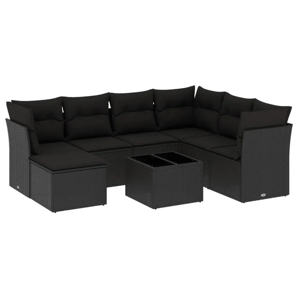 Garden Sofa Set 8 Piece Modular PE Rattan Outdoor Furniture Black