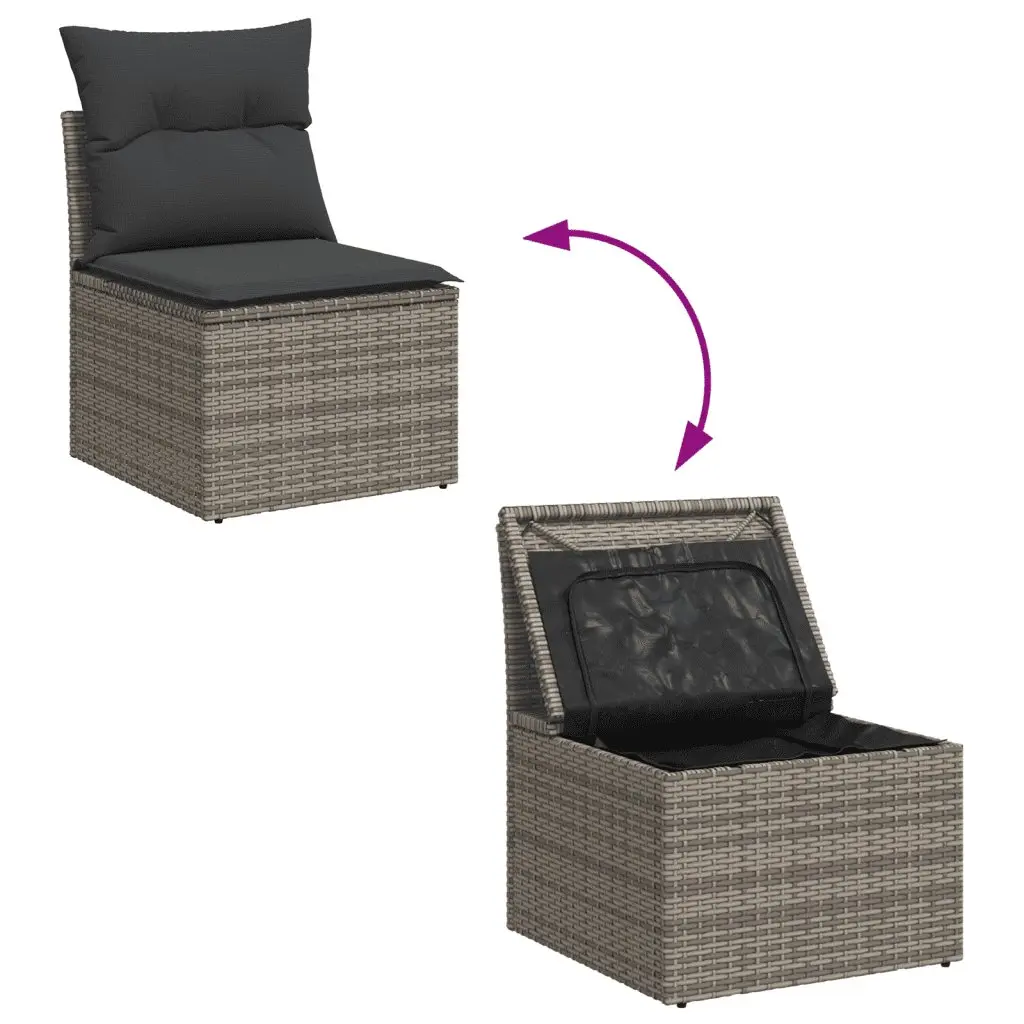 Garden Sofa Set 6 Piece Grey Outdoor Furniture Poly Rattan Patio Seating