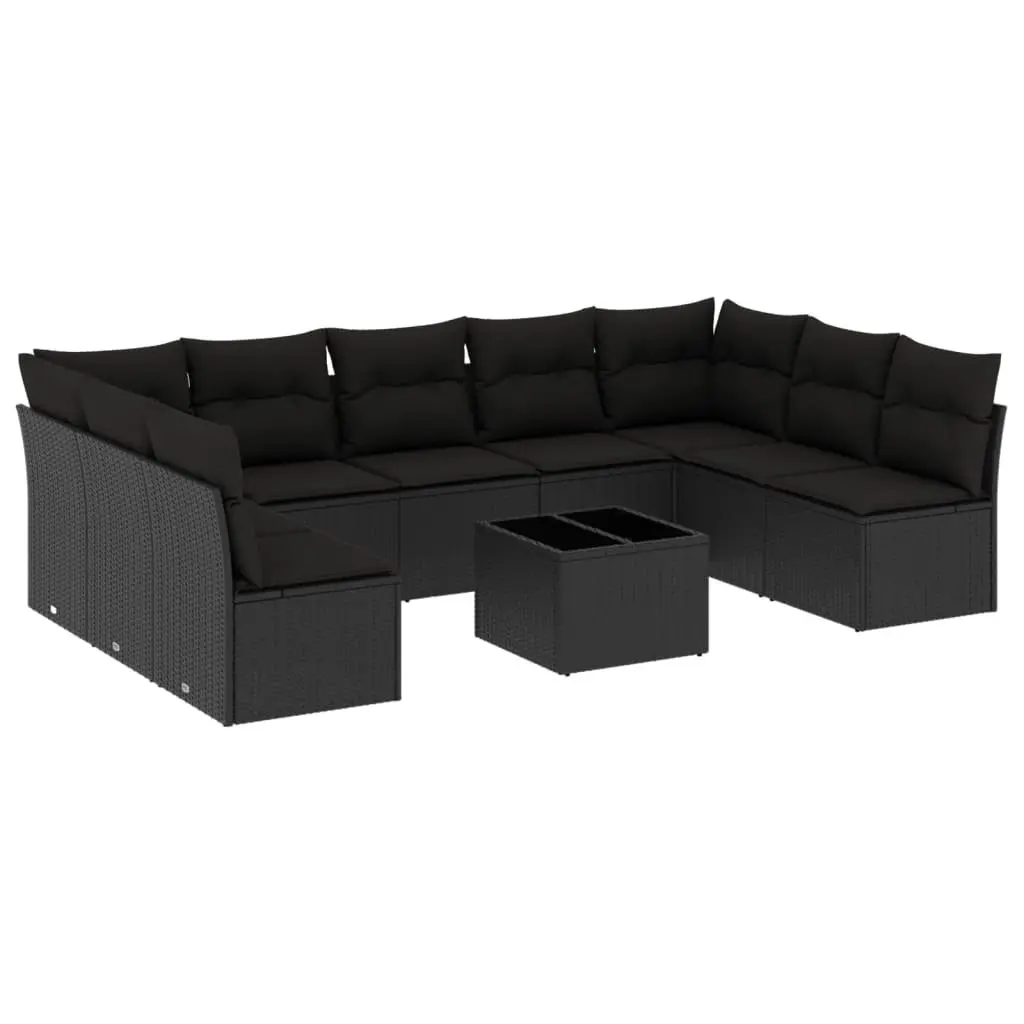 Garden Sofa Set Poly Rattan 10 Piece Outdoor Furniture Black Modular Patio