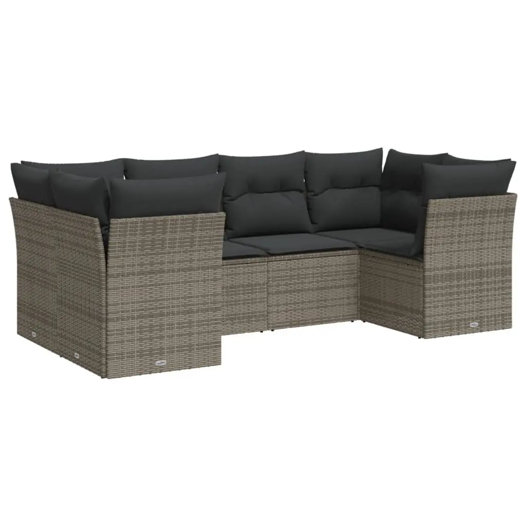 Garden Sofa Set 6 Piece PE Rattan Outdoor Furniture Grey Modular Patio Lounge Seating