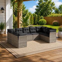 9-Piece Garden Sofa Set with Storage and Cushions
