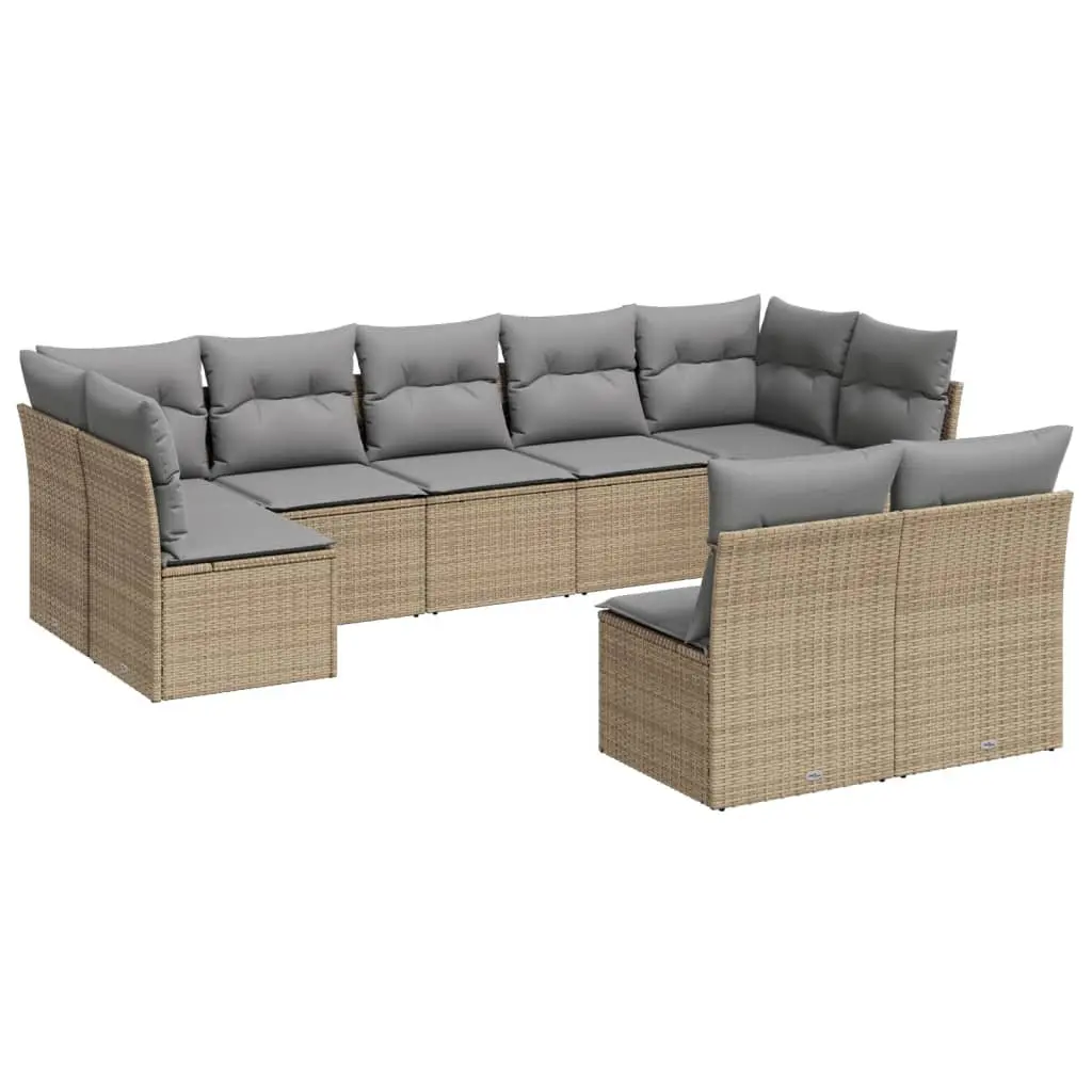 Garden Sofa Set Modular 9 Piece Outdoor Furniture PE Rattan Beige