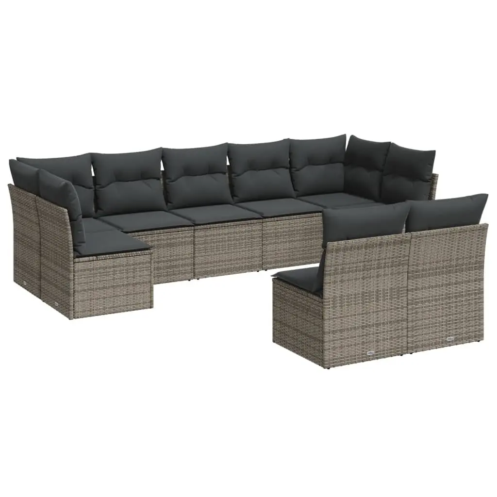 Garden Sofa Set 9 Piece Outdoor Furniture Patio Seating Grey with Cushions