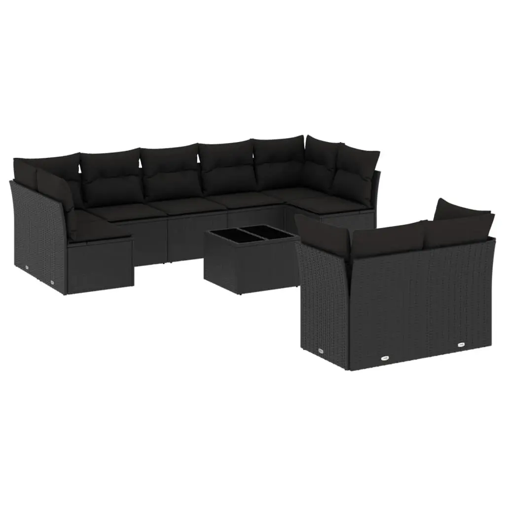 Garden Sofa Set Modular PE Rattan 10 Piece Outdoor Furniture Black