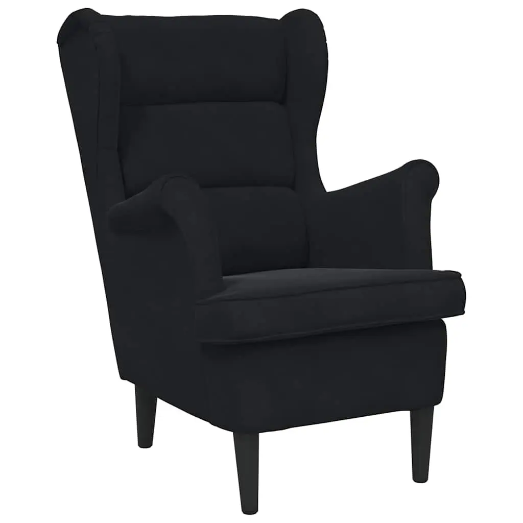 Armchair Velvet Upholstered Black Padded Backrest Seat