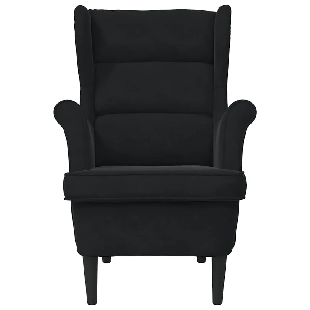 Armchair Velvet Upholstered Black Padded Backrest Seat