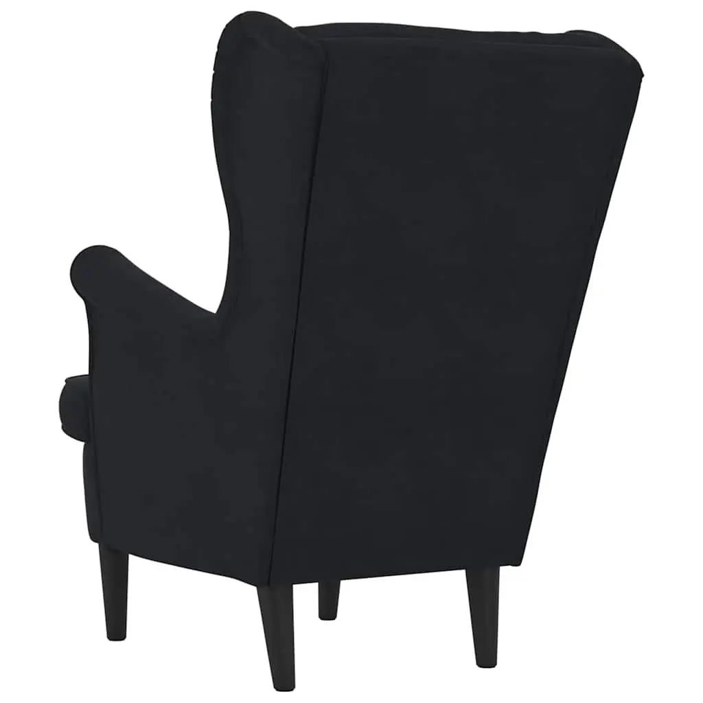Armchair Velvet Upholstered Black Padded Backrest Seat