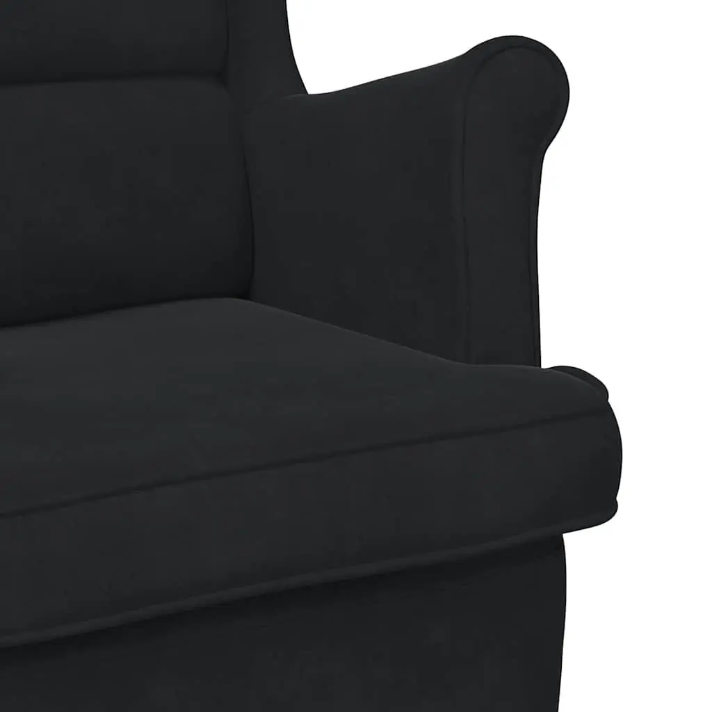 Armchair Velvet Upholstered Black Padded Backrest Seat
