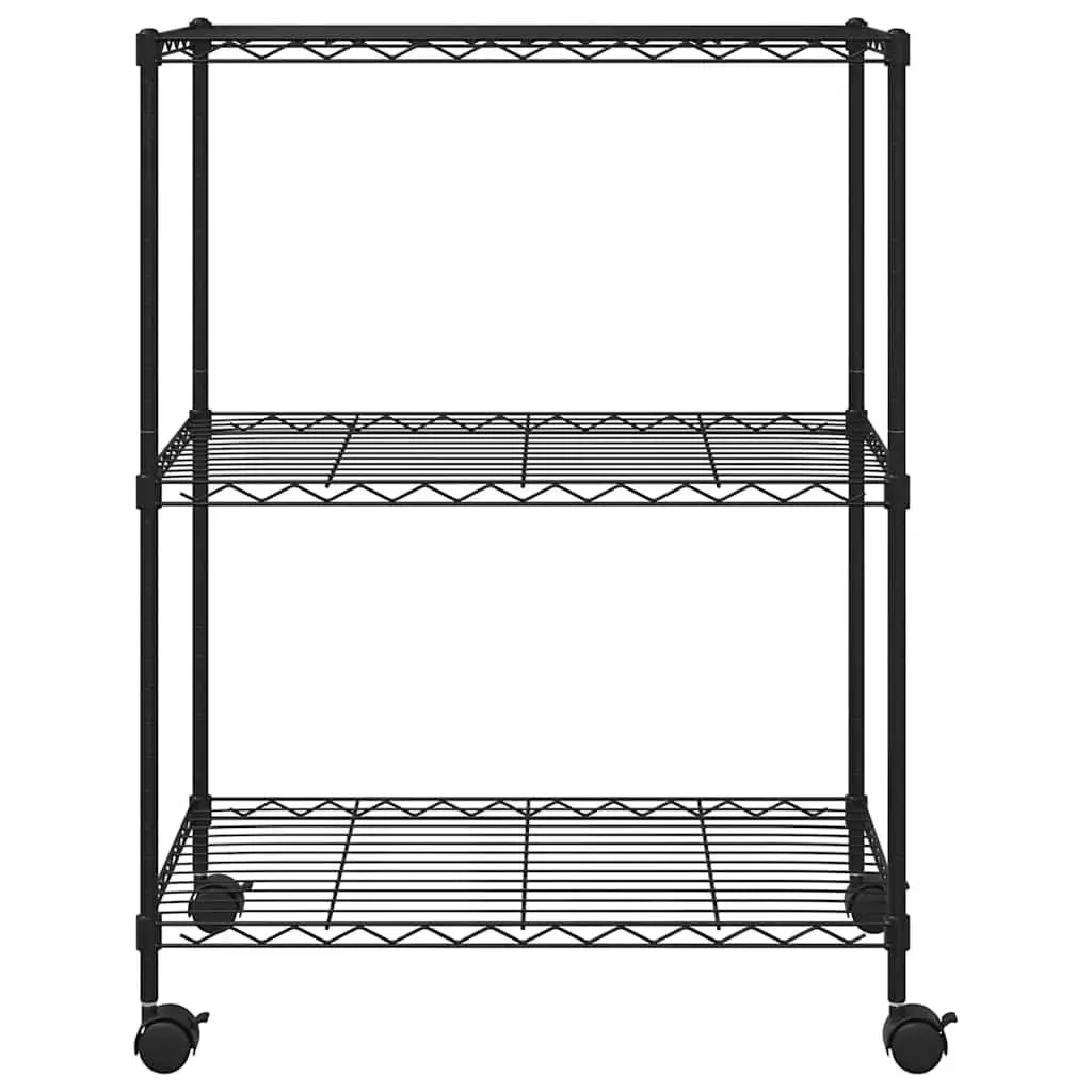 3-Tier Industrial Storage Rack Iron 60x35x81cm Black