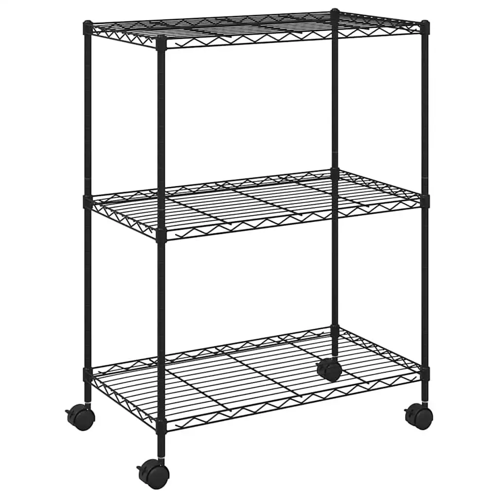 3-Tier Industrial Storage Rack Iron 60x35x81cm Black