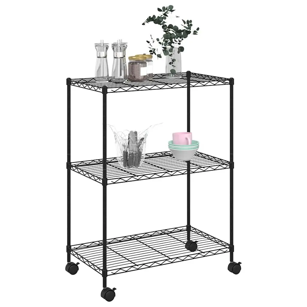 3-Tier Industrial Storage Rack Iron 60x35x81cm Black