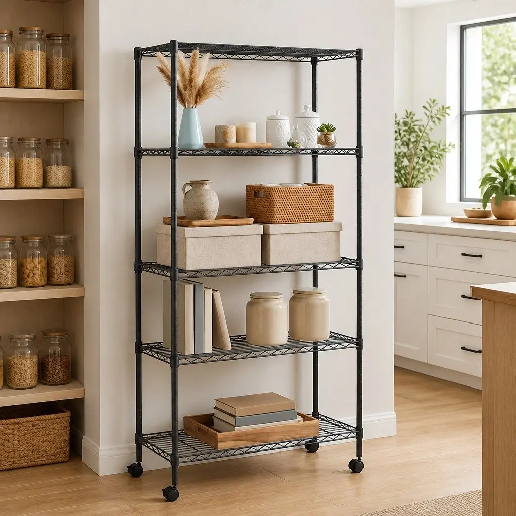 5-Tier Storage Shelf Iron 75x35x155cm Black Industrial