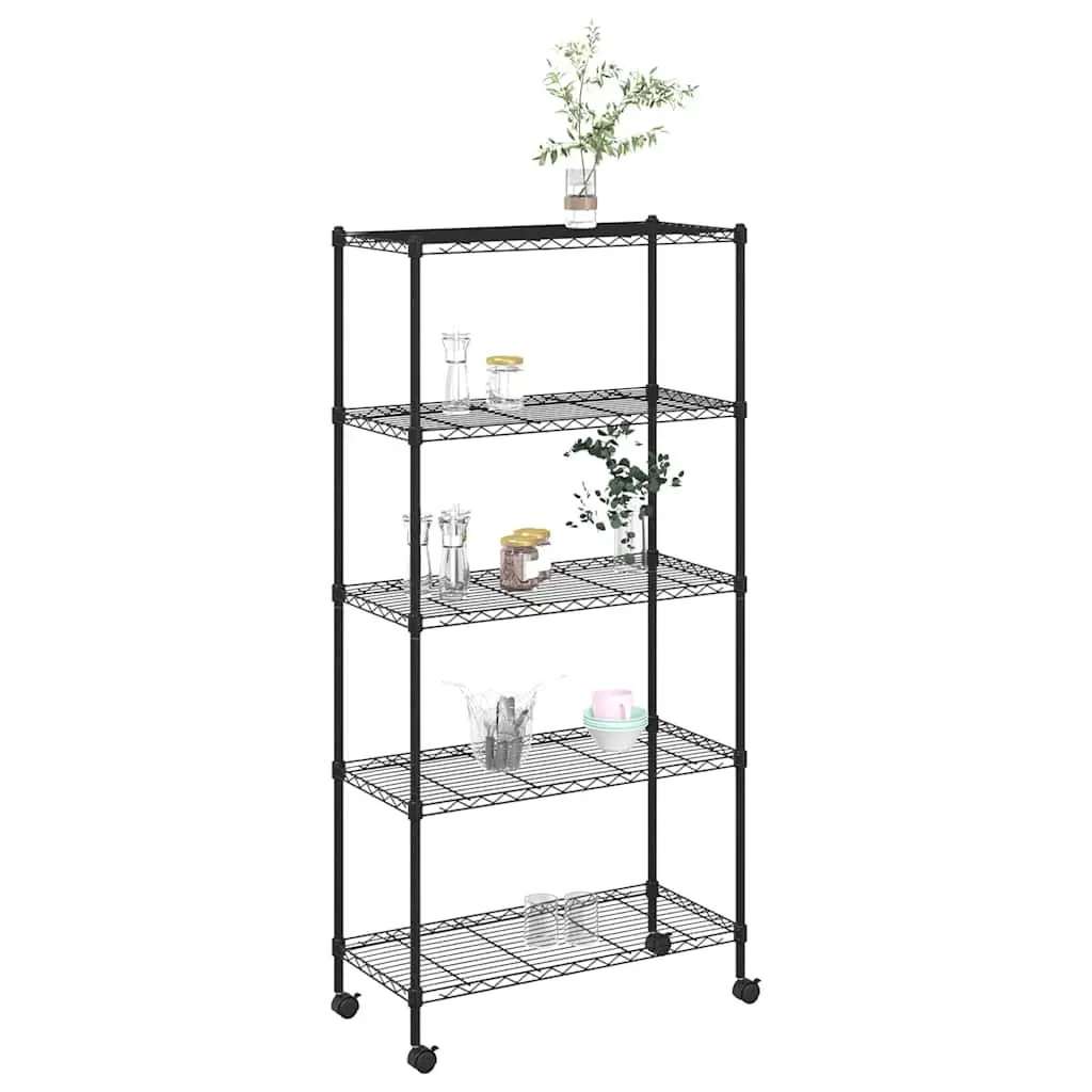 5-Tier Storage Shelf Iron 75x35x155cm Black Industrial