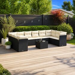 Practical 11 Piece Outdoor Sofa Set with Storage and Cushions