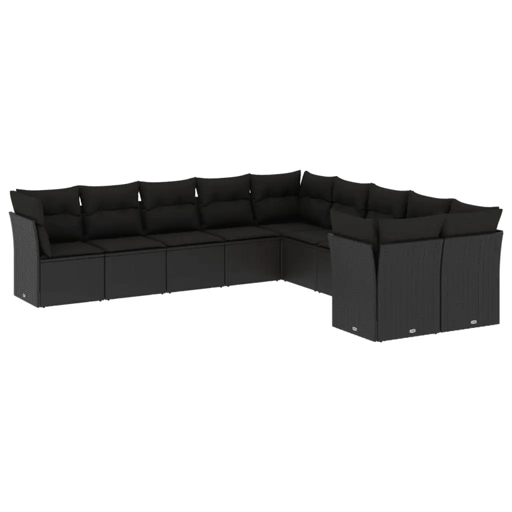 10-Piece Black Outdoor Sofa Set for Relaxation