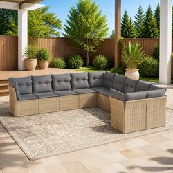 Versatile 10 Piece Sofa Set for Outdoor Comfort and Use