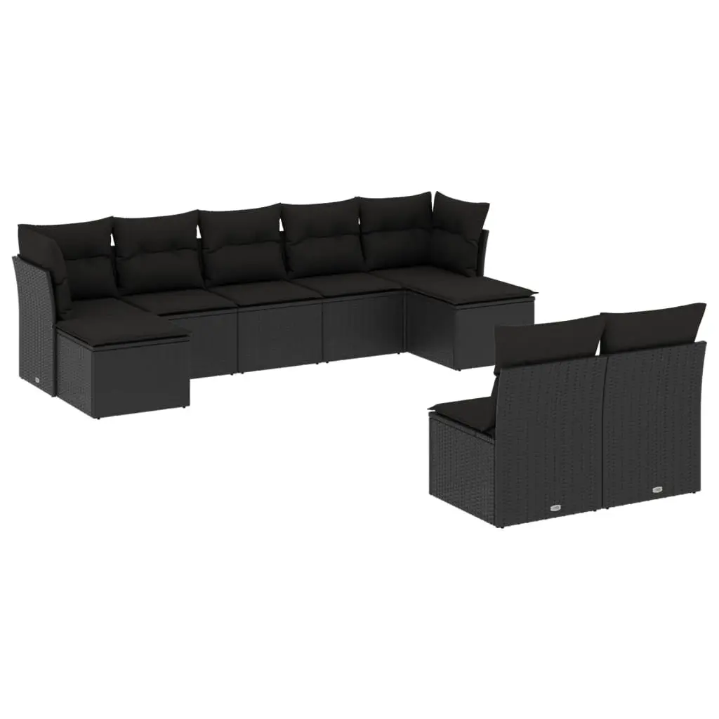 Garden Sofa Set Poly Rattan 9 Piece Outdoor Furniture Modular Black