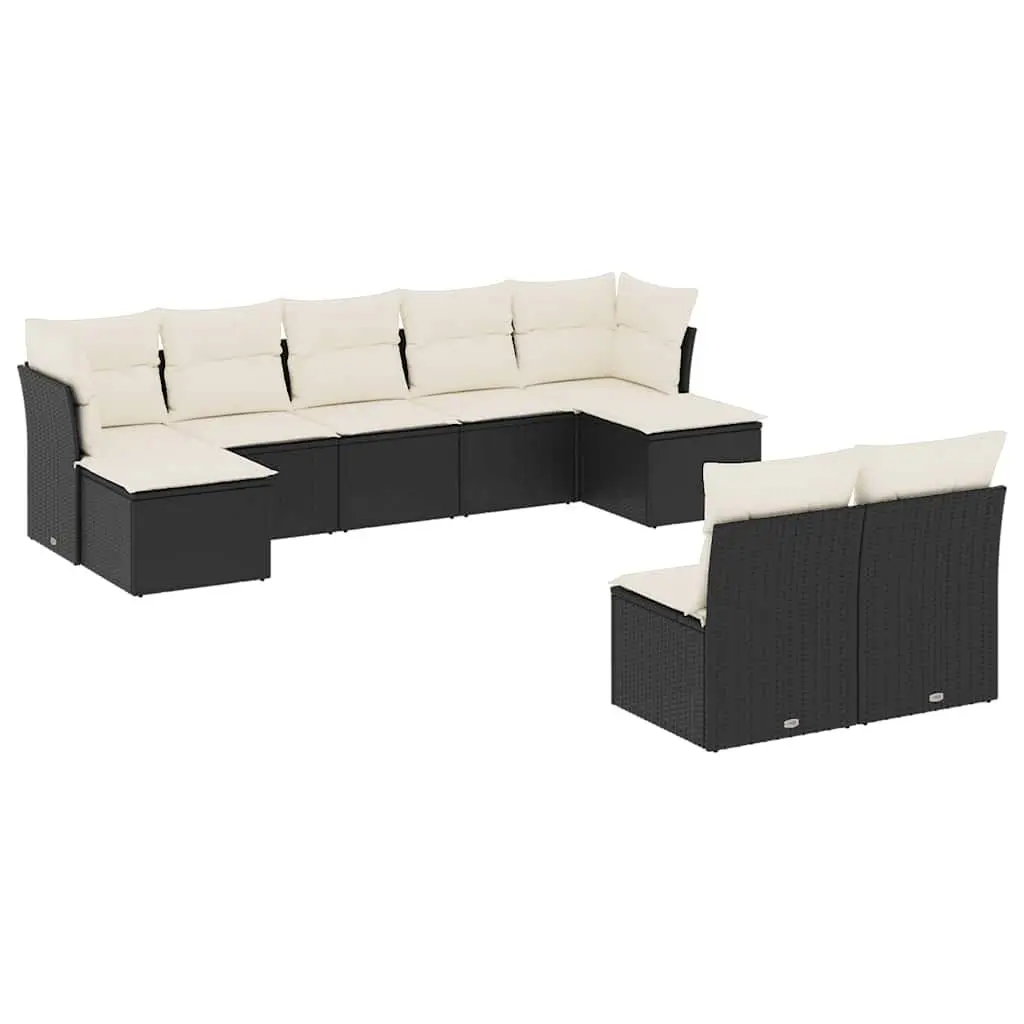 Garden Sofa Set 9 Piece Outdoor Furniture Patio Seating Black with Cushions