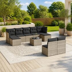 10 Piece Modular Garden Sofa Set with Storage for Outdoor Use