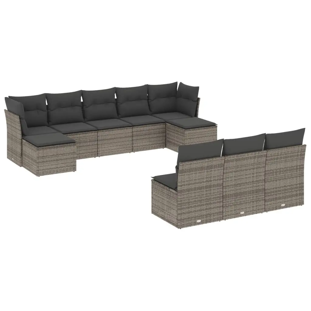 Garden Sofa Set 10 Piece Outdoor Furniture Grey Poly Rattan Modular Patio Lounge