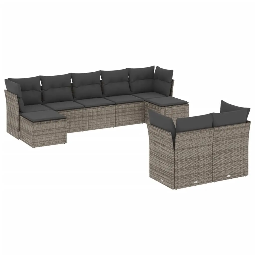 Garden Sofa Set PE Rattan Modular 9 Piece Outdoor Furniture Patio Grey