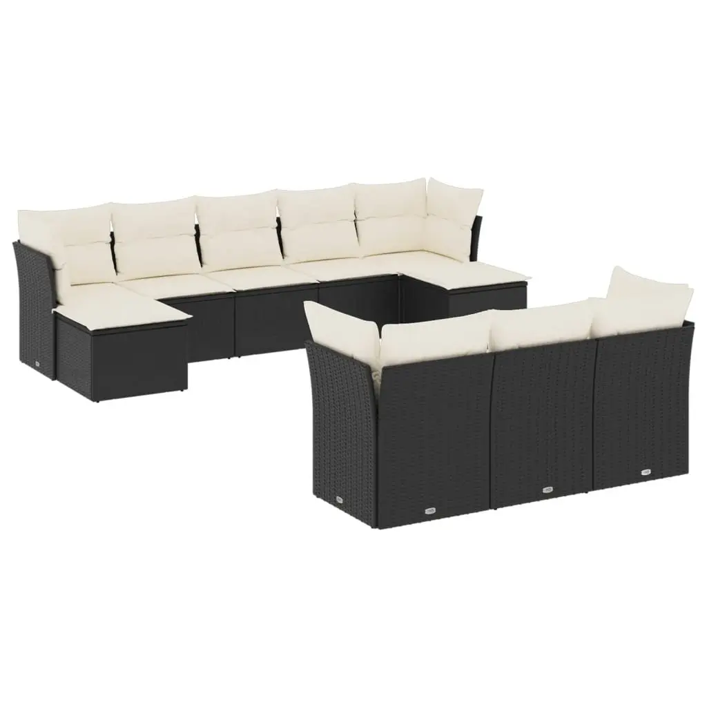 Garden Sofa Set 10 Piece Outdoor Furniture Poly Rattan Black Patio Seating