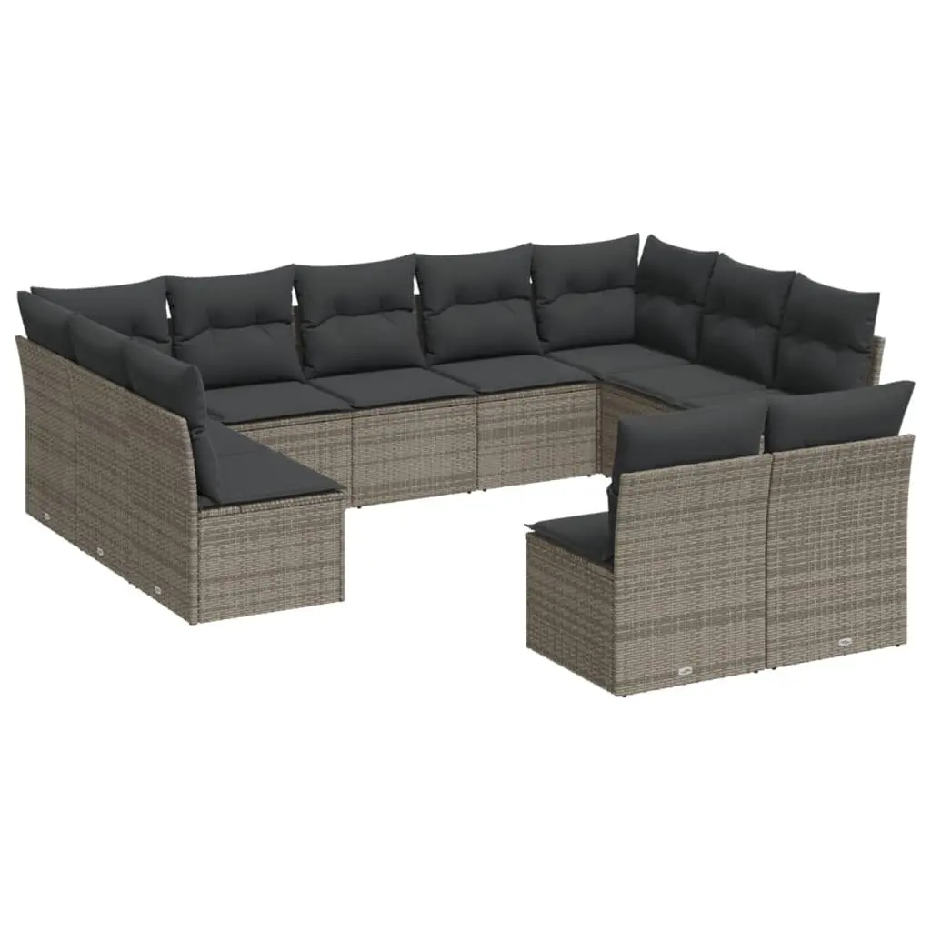Garden Sofa Set 11 Piece Outdoor Furniture Grey Poly Rattan Modular Patio Lounge