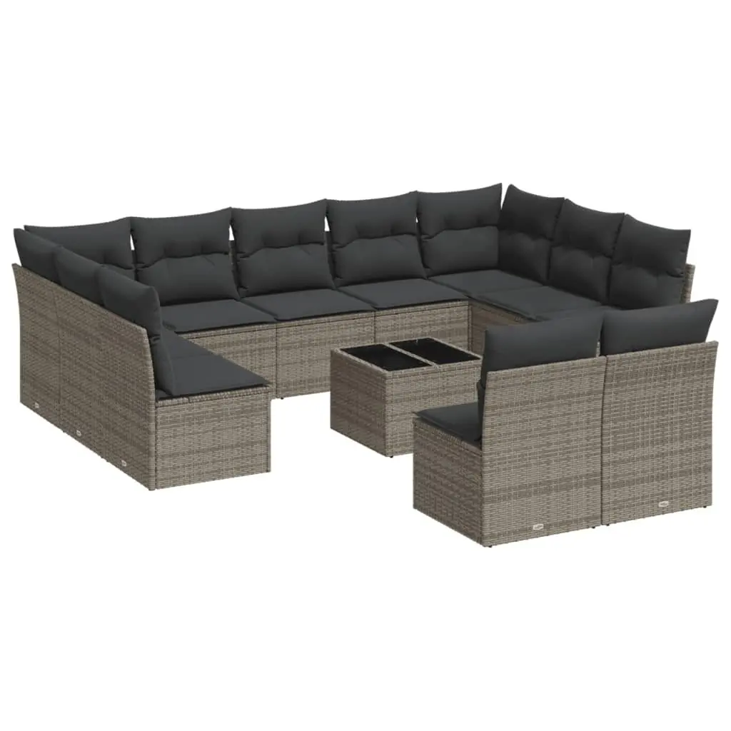 Garden Sofa Set Modular PE Rattan 12 Piece Outdoor Furniture Grey
