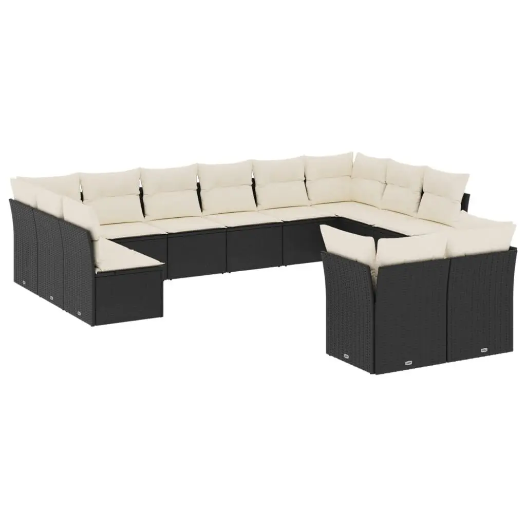 Garden Sofa Set 12 Piece Outdoor Furniture Patio Seating Black Poly Rattan