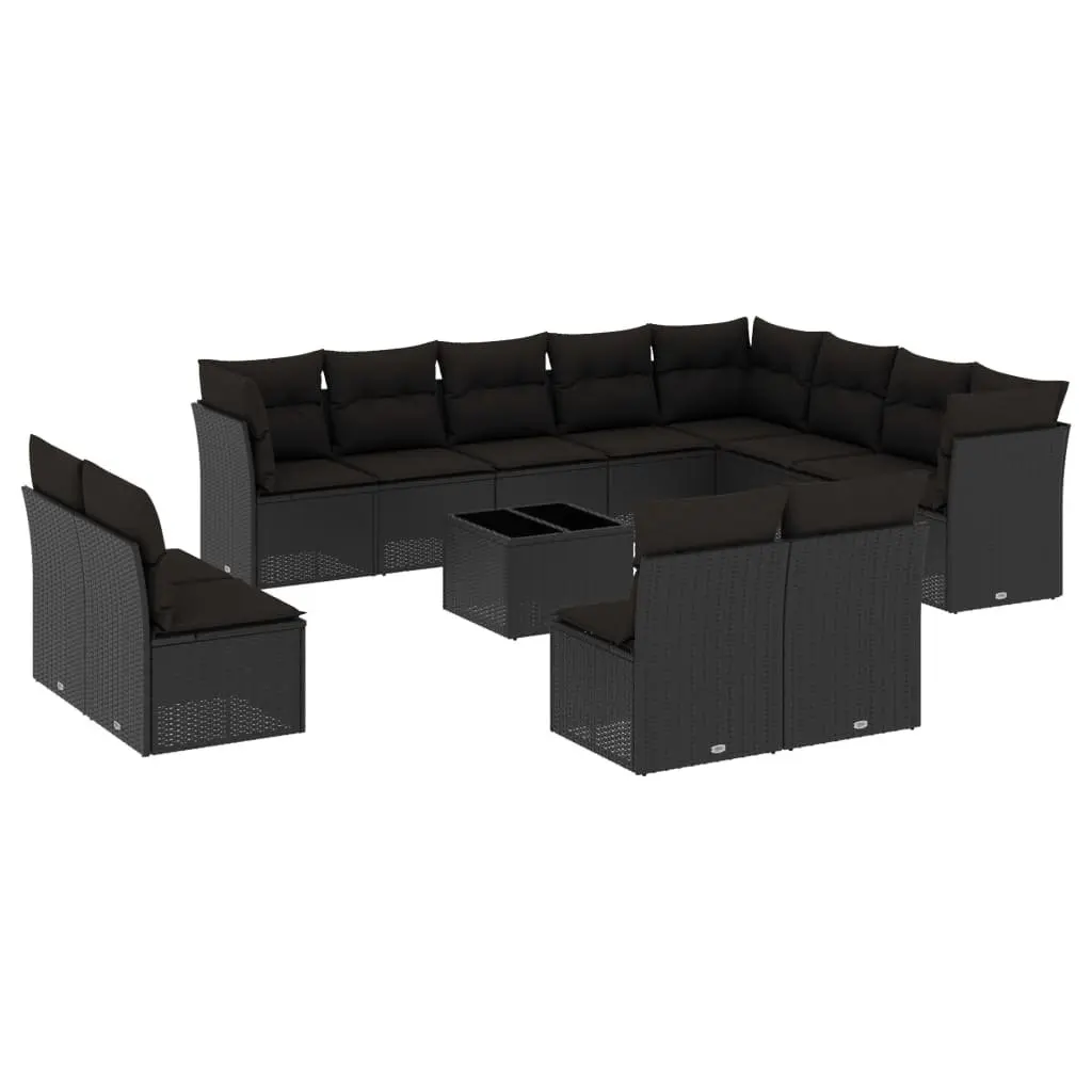 Garden Sofa Set 13 Piece Black Poly Rattan Outdoor Furniture Patio Seating with
