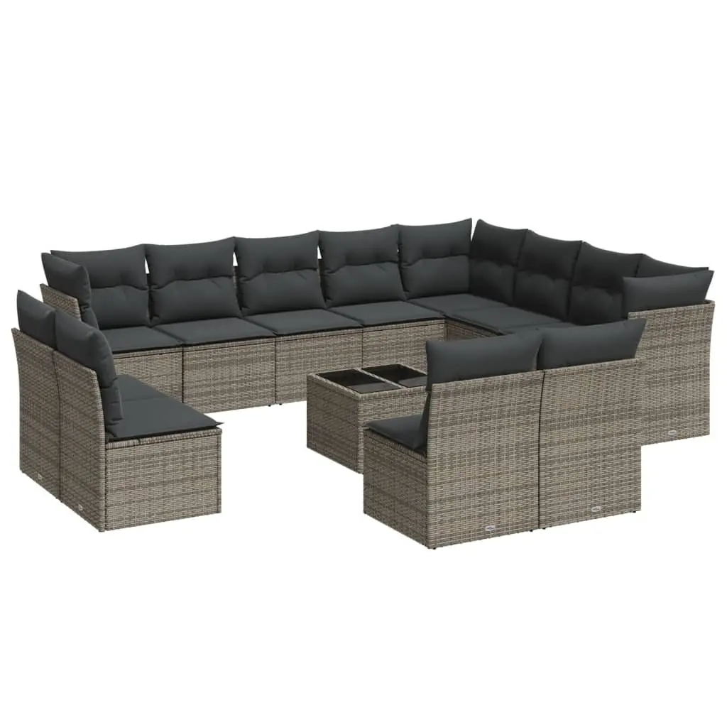 13 Piece Garden Sofa Set Grey Outdoor Furniture Rattan Patio Sectional with