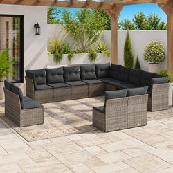 Garden Sofa Set 13 Piece Outdoor Furniture Patio Seating Grey with Cushions