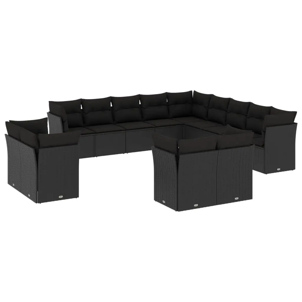 Garden Sofa Set Modular PE Rattan 13 Piece Outdoor Furniture Black