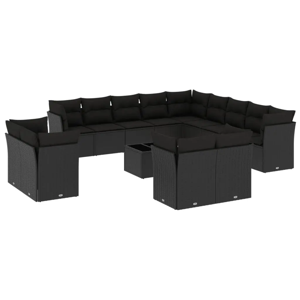 Garden Sofa Set Modular PE Rattan 14 Piece Outdoor Furniture Black