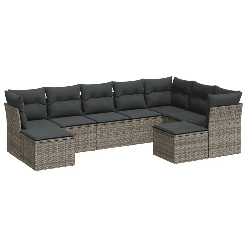 Garden Sofa Set PE Rattan 9 Piece Modular Outdoor Furniture Seating Grey