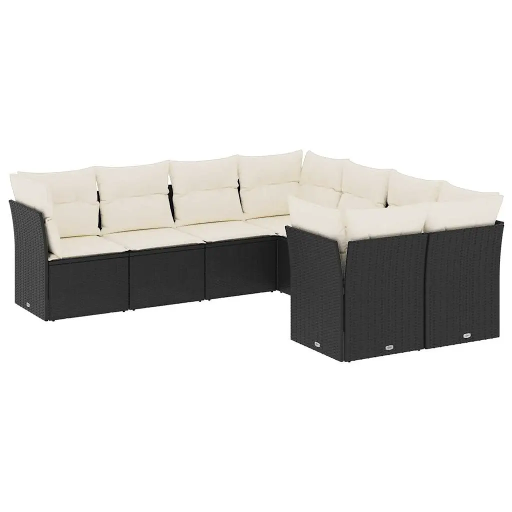 Garden Sofa Set 8 Piece Modular PE Rattan Outdoor Furniture Black