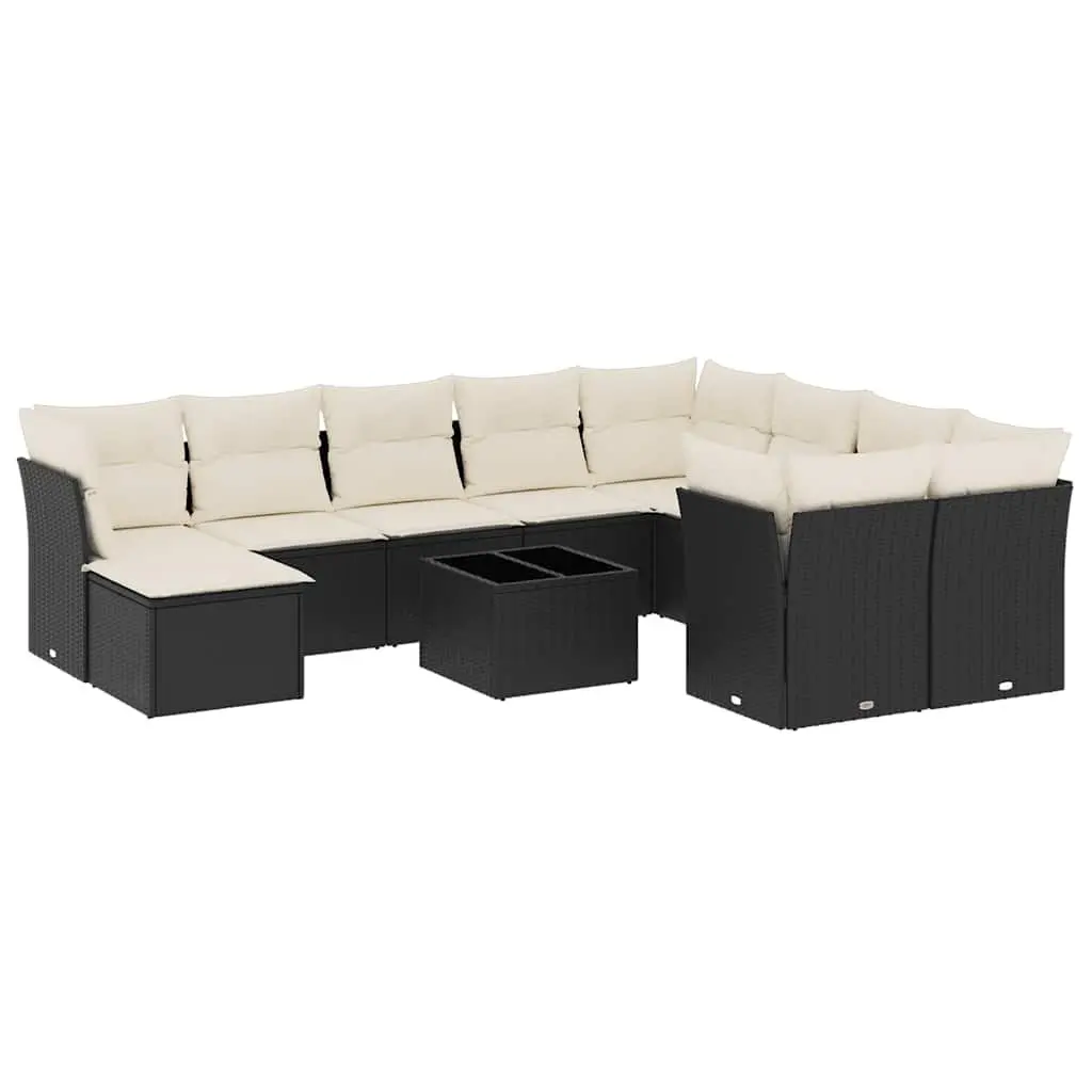 Garden Sofa Set Modular PE Rattan 11 Piece Outdoor Furniture Black