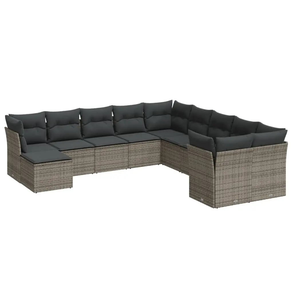 Garden Sofa Set Modular PE Rattan 11 Piece Outdoor Patio Furniture Grey