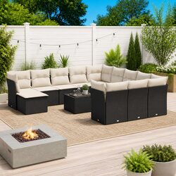 Versatile 13-Piece Black Rattan Sofa Set for Your Outdoor Space